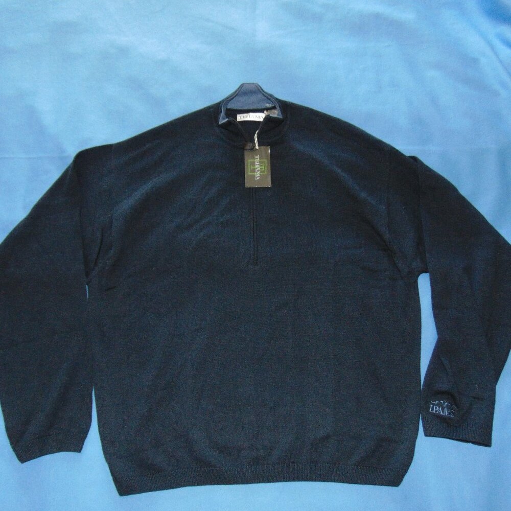 NEW MEN'S TEHAMA 100% PIMA COTTON 1/2 ZIP SWEATER XL